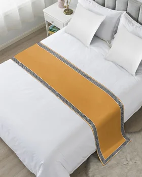 Желтый геометрический узор в виде греческого ключа, покрывало для кровати, украшение для дома, отеля, Флаг для кровати, Свадебное полотенце для кровати в спальне