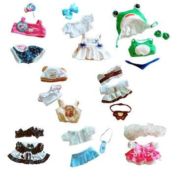 1 Комплект кукольной одежды для 20-сантиметровых кукол Idol, шляпа с галстуком принцессы, Милое платье, костюм, аксессуары для суперзвездных хлопчатобумажных кукол, подарок своими руками