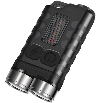 1 ШТ 900 Люмен Брелок-фонарик с боковой подсветкой IP65 Водонепроницаемый Магнитный фонарик Черный