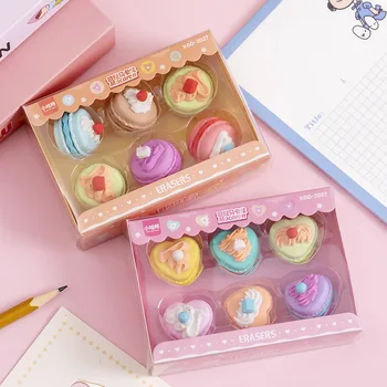1 комплект мультяшных милых десертов Macaron, Резиновый Мини-ластик, канцелярские принадлежности