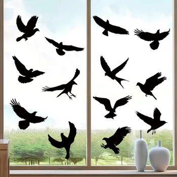 1 шт. Черная птица 30 * 20 см, прозрачное окно, Статическая защита от столкновений, стеклянная наклейка на стену, декор для гостиной, 3D Предупреждающая наклейка с птицей