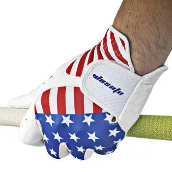 1 шт. левая перчатка для гольфа с регулируемой застежкой, рисунок американского флага, Износостойкая перчатка для гольфа из синтетической кожи для мужчин