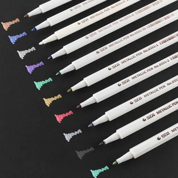 10 Цветов Металлическая Микрон ручка Подробная маркировка Металлический маркер для альбома Черная бумага для рисования Школьные принадлежности для творчества Белая ручка для рисования