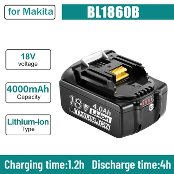 100% Оригинальная аккумуляторная батарея для электроинструментов емкостью 18 В 4000 мАч с заменой литий-ионного светодиода LXT BL1860B BL1860 BL1850
