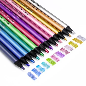 12 цветных металлических карандашей Набор для рисования эскизов Цветные карандаши для раскрашивания Канцелярские принадлежности для художников
