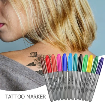 12шт Портативная Ручка для переноса татуировок Профессиональный Красочный Перманентный Маркер для кожи