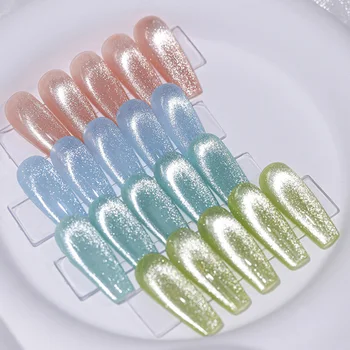 15 МЛ желеобразного геля-лака для ногтей полупрозрачного карамельного цвета Полупостоянный УФ-светодиодный лак для ногтей с блестящими кристаллами Aurora Eye Cats Nails