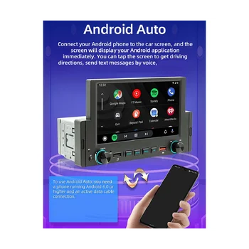 1Din 6,2-дюймовый Экран CarPlay Android-Авторадио Автомобильный Стерео Bluetooth MP5 Плеер 2USB FM-приемник Аудиосистема Хост