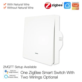 2/3-Полосный Переключатель Tuya Zigbee Ac100-250v Smart Light Switch Голосовое Управление Сенсорная Панель Light Switch App Control Сенсорное Управление