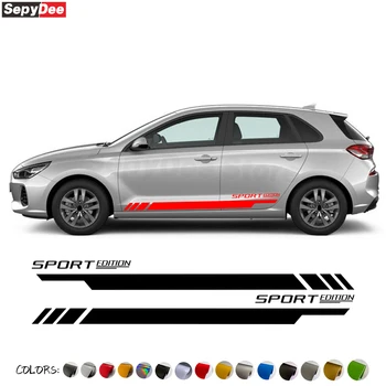 2 Шт Наклейка на юбку Sport Edition Car Side Stirpes Графические наклейки для Hyundai i30 i30 N Line 1.4 1.6 CRDI TURBO Аксессуары