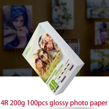 200 г 100 Глянцевого струйного принтера 4R 6 дюймов 4x6 с фотобумагой Расходные материалы для обработки изображений Бумага для печати Цветная фотобумага