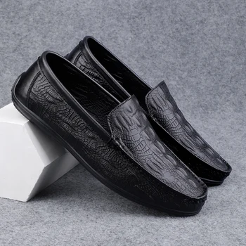 2023 Мужская повседневная обувь роскошного бренда, универсальная Мужская обувь для ходьбы, стильные мужские модельные туфли, Элегантные мужские лоферы с крокодиловым принтом