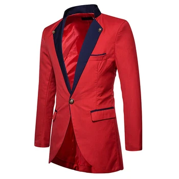 2023 Новое поступление, Мужской Блейзер, красный, Новейший дизайн, Длинное пальто на одной пуговице, Повседневный свадебный фрак, Приталенный, цельнокроеное платье, мода