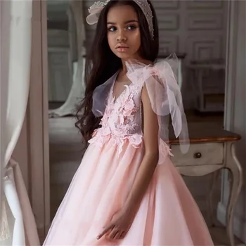 2023 Новые платья с цветочным узором для девочек на свадьбу, кружевные платья для маленьких принцесс, милые платья для первого причастия