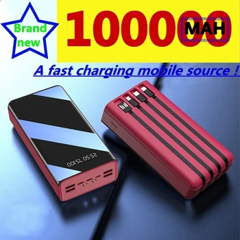 2023 Новый Power Bank 100000mAh TypeC Micro USB Быстрая зарядка Power Bank со светодиодным дисплеем Портативное внешнее зарядное устройство для планшетов