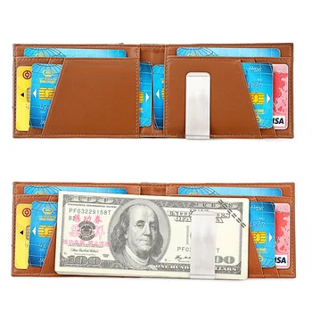 2023 Новый мужской кошелек из натуральной кожи One Dollar Clip большой емкости с несколькими отделениями для карт, подарок на День отца