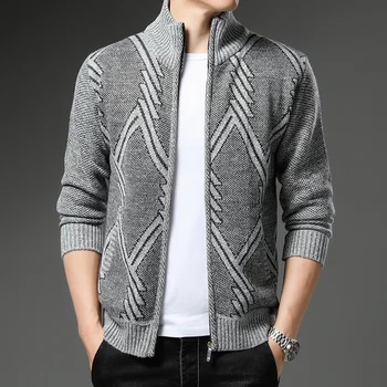 2023 Осенне-зимний мужской свитер, модный вязаный кардиган, мужской свитер высокого качества, корейская повседневная куртка, мужской свитер на молнии 8858
