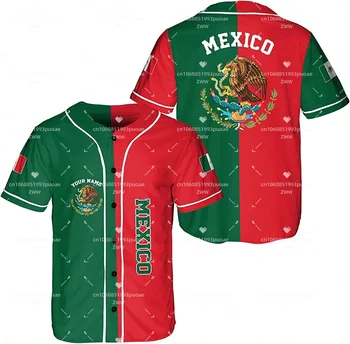 2023 Пользовательское название Love MEXICO Страна Мексиканский ацтек Бейсбольная майка с 3D принтом, Летняя рубашка, Мужские топы, футболка, Уличная одежда Оверсайз