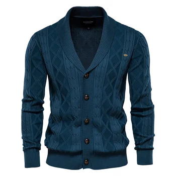 2023 Сплайсированный Кардиган, Мужская Уличная одежда, Повседневный Высококачественный Хлопковый свитер, Мужские Зимние Модные Брендовые Кардиганы, Мужские