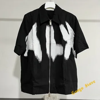 2023 Струйный логотип с граффити в стиле хип-хоп 1017 Рубашки ALYX 9SM Для мужчин И женщин, функциональная застежка-молния на лацкане, Верхняя часть рубашки ALYX, бирки внутри