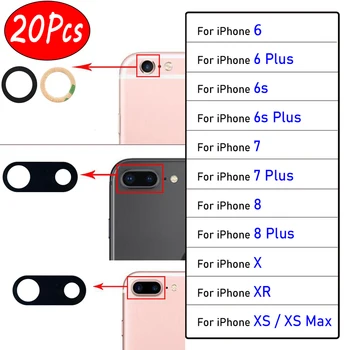 20шт, Оригинальная Замена стеклянной Крышки Объектива Задней Камеры Заднего Вида С Клейкими Ремонтными Деталями Для iPhone 6 7 8 6S Plus X XR XS Max