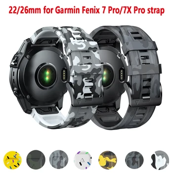 22-26 мм камуфляжный силиконовый ремешок Quickfit для Garmin Fenix 7X Pro 5X браслет для Garmin 965/instinct2/Браслет Fenix 7 Pro