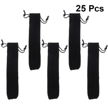 25шт Сумка на шнурке Чехол Черный держатель для ручек Чехол для ручек Черная сумка для хранения школьных канцелярских принадлежностей (черный)