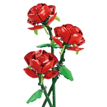 3 Розы Романтический Блок Набор Подарков DIY Строительный блок Детские Игрушки Подарки Украшение для дома Цветок