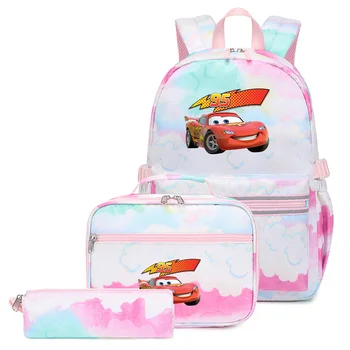3 шт./компл. Disney Pixar Cars Lightning McQueen Школьные сумки для Мальчиков И Девочек Подростковые с Сумкой для Ланча Дорожные Рюкзаки Mochilas