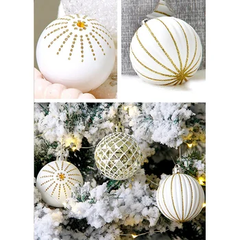 30ШТ Рождественских шаров, 60 мм с золотой и белой росписью, Небьющиеся Праздничные Свадебные подвесные украшения, Прочные украшения для рождественских елок