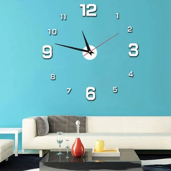3D настенные часы Светящиеся Акриловые зеркальные наклейки на стену своими руками для домашнего декора гостиной Кварцевые игольчатые самоклеящиеся подвесные часы