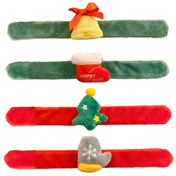 4шт Подарки для вечеринки Изысканный Рождественский декор для мальчиков и девочек, браслет-пощечина, перчатки, Мягкий носок, Дерево, удобный колокольчик, многоразовый для детей