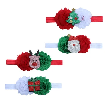 4шт Рождественская повязка на голову с цветами, Головной убор, Аксессуары для волос для домашней вечеринки