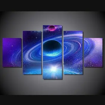 5 Штук Планетарных колец Космическая Вселенная Печать на холсте Настенный художественный плакат Картины для декора комнаты Картины для домашнего декора в формате HD
