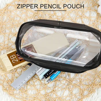 6 Штук прозрачного пенала для ручек из ПВХ с застежкой-молнией, для школьных канцелярских принадлежностей, портативной прозрачной сумки для карандашей, косметички