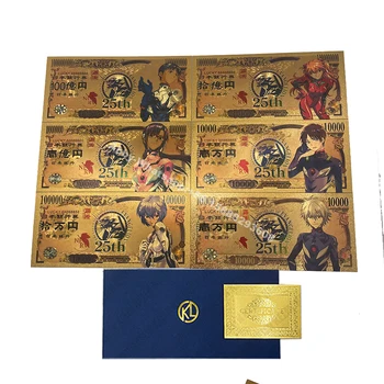 6 типов Evangelion-eva card Кавайная аниме фигурка из коллекции Eva Золотая карточка Милый Мультяшный Орнамент, подарки на День рождения для детей, Игрушки