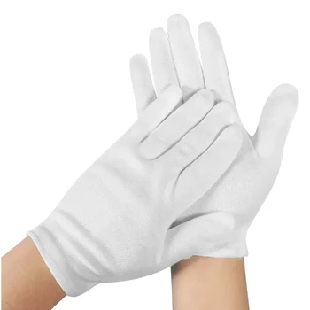 60 пар белых хлопчатобумажных перчаток Инспекционные мягкие перчатки Выберите размер средний большой или очень большой
