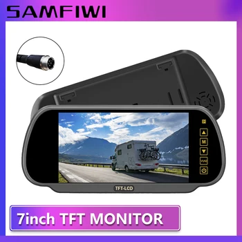 7-дюймовый TFT ЖК-зеркальный монитор AHD/HD Автомобильный дисплей Зеркальный экран для парковки автомобиля Камера заднего вида ночного видения заднего хода 12-24 В