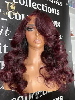 99J 13X6 HD Прозрачный парик с кружевом спереди Бордово-коричневый, темно-фиолетовый, имбирно-оранжевый, предварительно выщипанный парик из человеческих волос для женщин