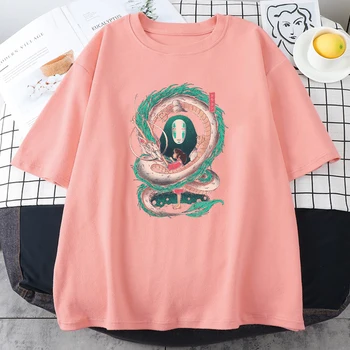 A viagem de Chihiro Anime T-Shirt Harajuku INS Moda T Shirt do Estilo Coreano das Mulheres Tops 2023 Verão Suave Mulheres Camisa