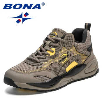 BONA 2023 Новые Спортивные кроссовки для ходьбы Дизайнерские кроссовки для бега трусцой из экшн-сетки Мужские Дышащие кроссовки для бега