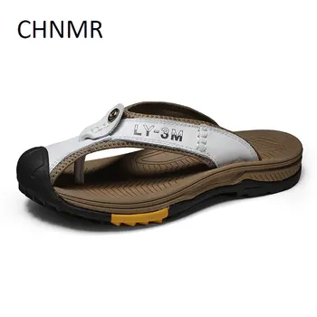 CHNMR/ Новые мужские сандалии, популярная мода, многослойная воловья кожа, Спортивные Кожаные шлепанцы для отдыха, Удобная скидка на плоскую подошву