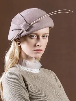 EE 3109 новая зимняя шапка из чистой шерсти модного цвета джокер, женская элегантная тканевая шляпа для вечеринок