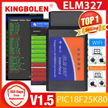 ELM327 V1.5 OBD2 Сканер PIC18F25K80 BT/Wifi ELM 327 OBD Автомобильный Диагностический Инструмент Для Android/IOS PK Vgate Icar2 Считыватель кода