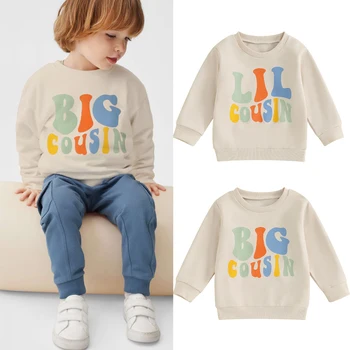 FOCUSNORM/Одинаковые комплекты для младшего/старшего брата от 0 до 5 лет, футболки для маленьких мальчиков, пуловер с длинными рукавами и буквенным принтом, осенняя толстовка