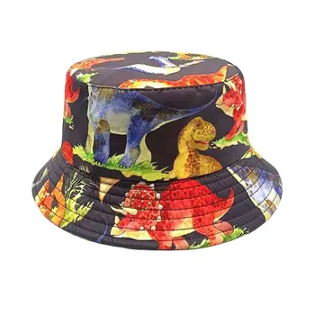 Four Seasons Хлопковая панама с мультяшным принтом динозавра, солнцезащитная кепка для путешествий на открытом воздухе для мальчика и девочки 80 г.