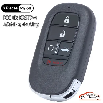 KEYECU 5 Кнопок 433 МГц 4A Чип для Honda Accord Civic 2022 2023 Auto Smart Remote Control Замена брелока FCC ID: KR5TP-4
