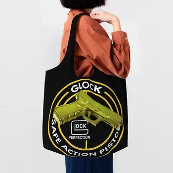 Kawaii Glocks, сумки для покупок, Переработка, США, Пистолет, логотип, Бакалея, холщовая сумка для покупок, сумка для фотографий.