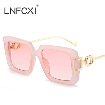 LNFCXI Trends Квадратные солнцезащитные очки в стиле панк для женщин и мужчин, роскошный бренд, дизайнерские Солнцезащитные очки с градиентом, Солнцезащитные очки для улицы, Солнцезащитные очки UV400 Oculo