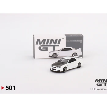 MINIGT 1:64 Skyline GT-R (R34) V-Spec II N1 модель автомобиля из белого сплава MGT 501